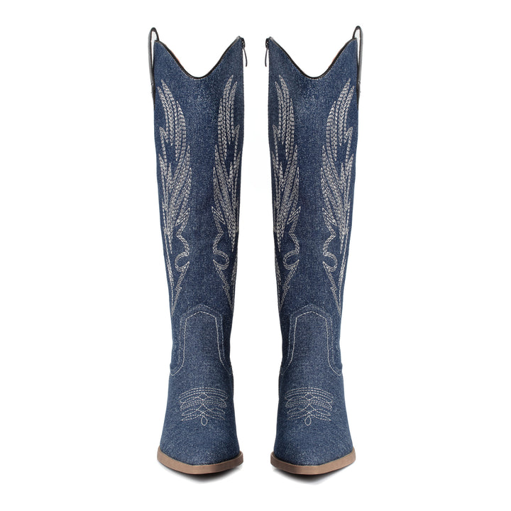 Smile Favorites Cowboystiefel Jeans Dunkel hoch
