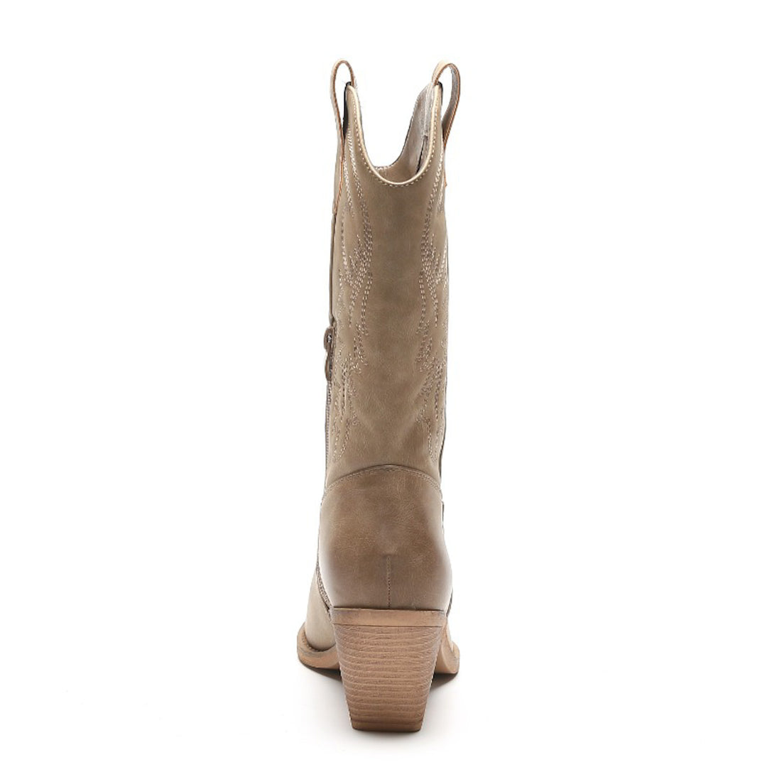 Smile Favorites Cowboystiefel Khaki Lederoptik Nähte