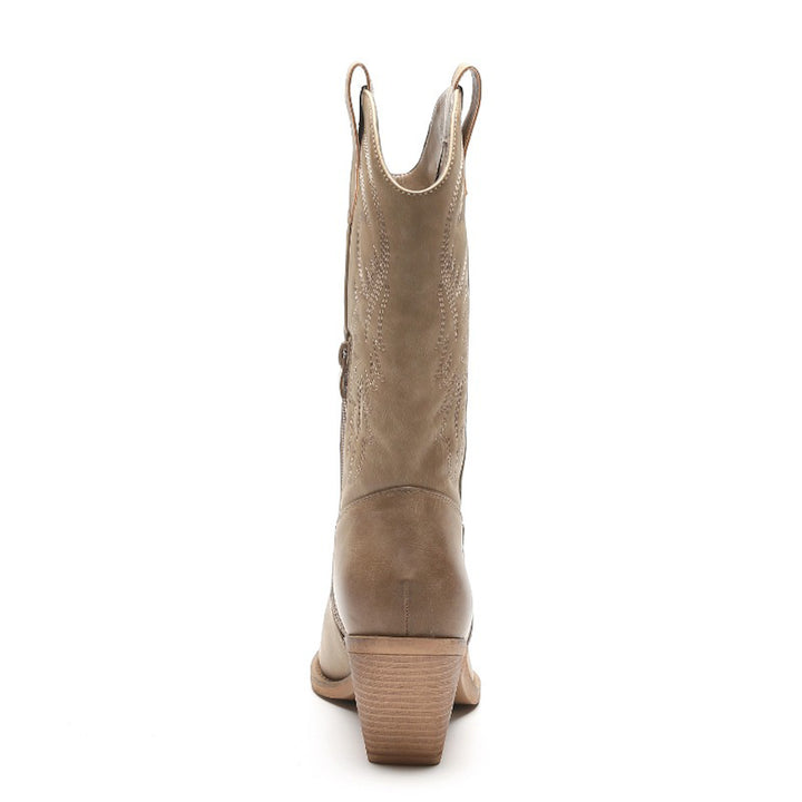 Smile Favorites Cowboystiefel Khaki Lederoptik Nähte