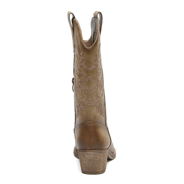 Smile Favorites Cowboystiefel Khaki PU-Nähte