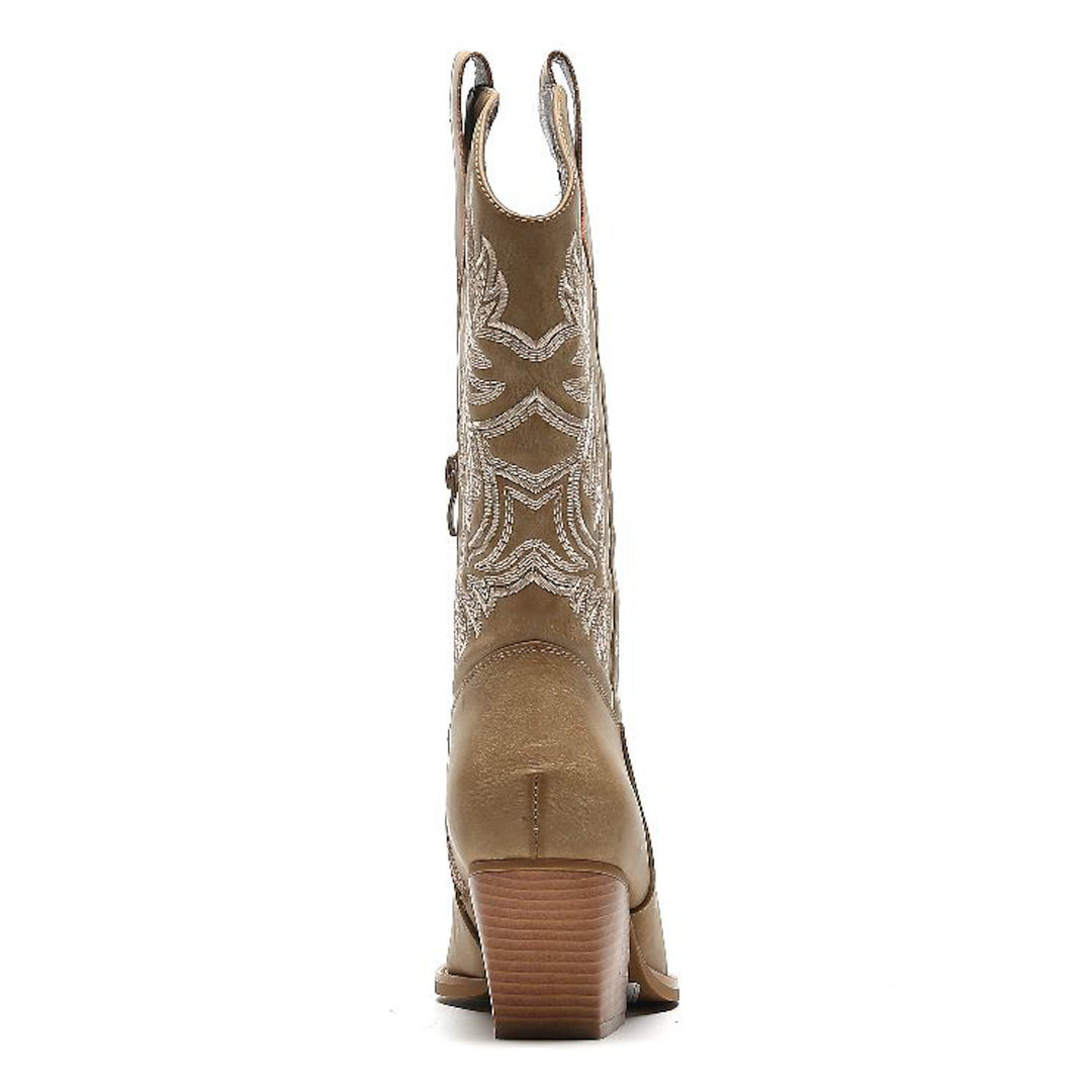Smile Favorites Cowboystiefel Khaki Nähte Beige