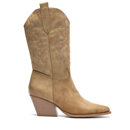 Smile Favorites Cowboystiefel Khaki Nähte