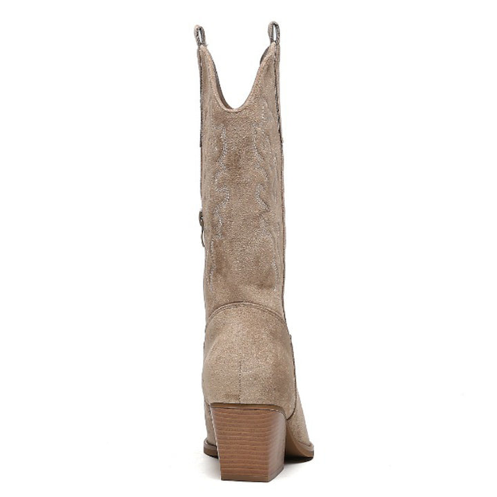 Smile Favorites Cowboystiefel Khaki Wildleder Nähte