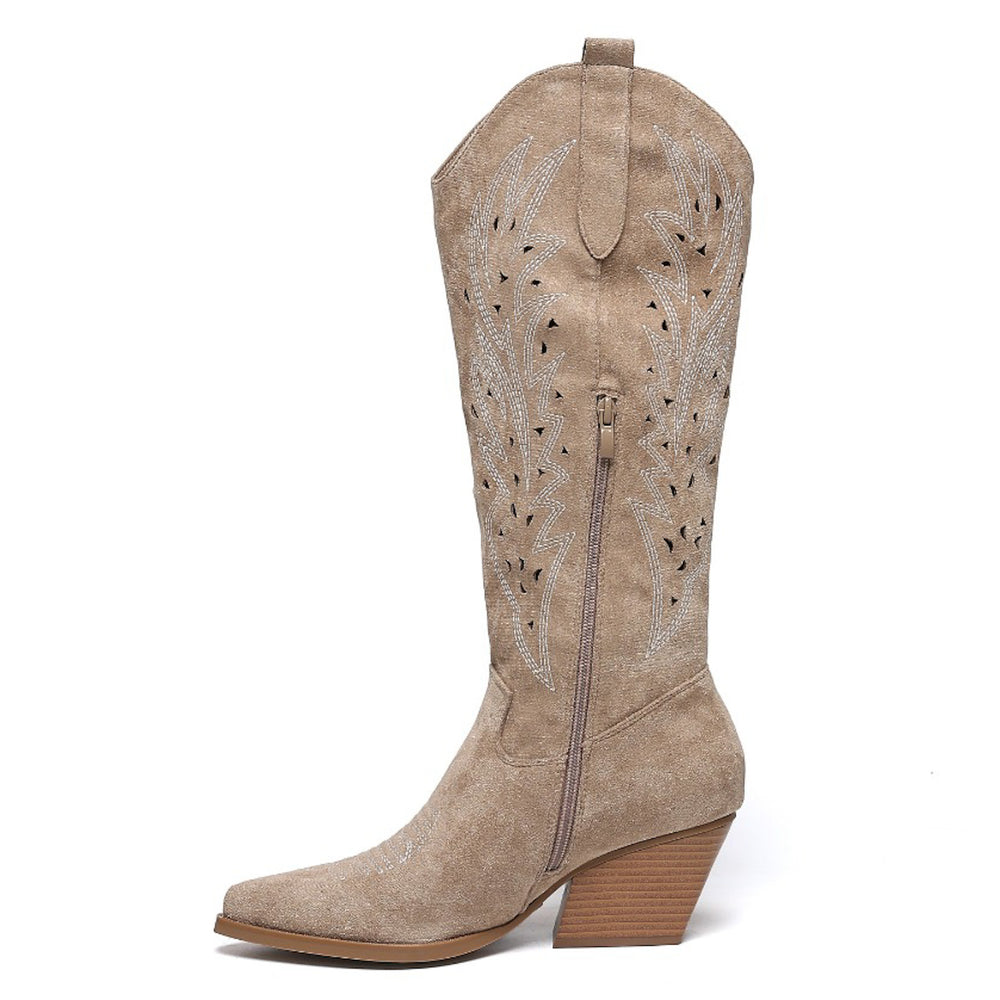 Smile Favorites Cowboystiefel Khaki Wildleder Western High