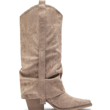 Smile Favorites Cowboystiefel Khaki Suedine Klappe mit Schnalle