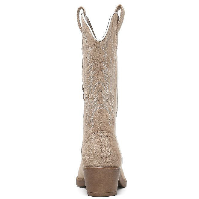 Smile Favorites Cowboystiefel Khaki Veloursleder mit weißen Nähten