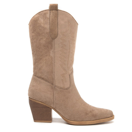 Smile Favorites Cowboystiefel Khaki Suedine Nähte