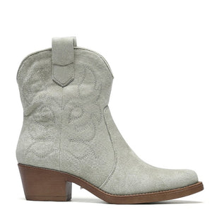 Smile Favorites Cowboystiefel kurz Olive Wildleder