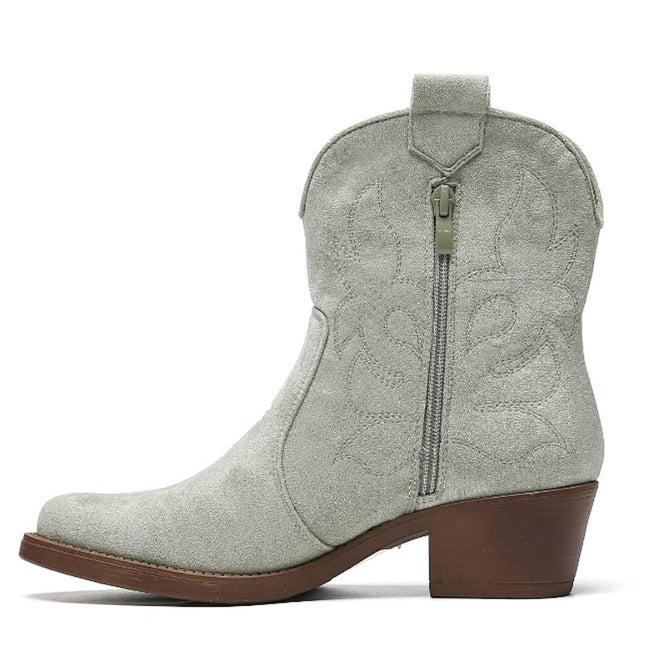 Smile Favorites Cowboystiefel kurz Olive Wildleder