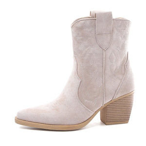 Smile Favorites Cowboystiefel Short Star Beige Wildleder