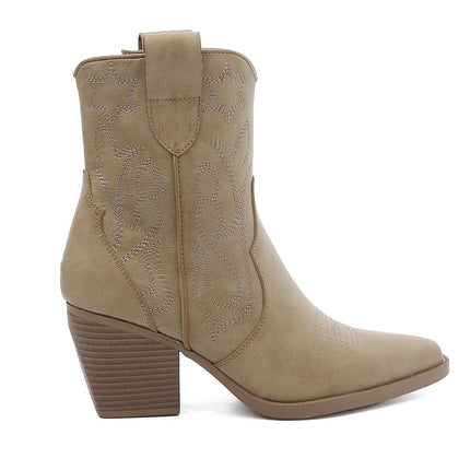 Smile Favorites Cowboystiefel Kurz Star Taupe Khaki