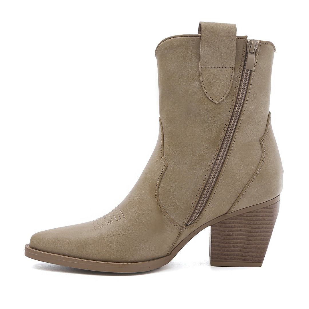 Smile Favorites Cowboystiefel Kurz Star Taupe Khaki
