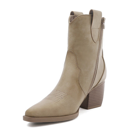 Smile Favorites Cowboystiefel Kurz Star Taupe Khaki