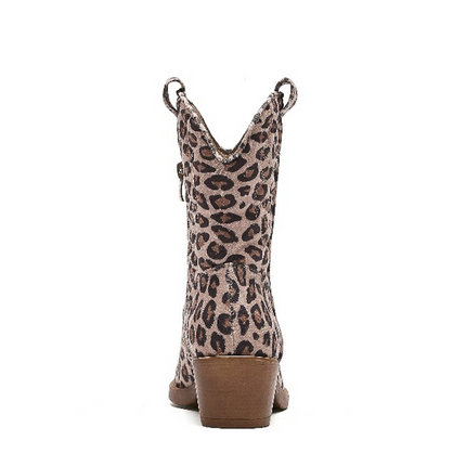 Smile Favorites Cowboystiefel Leopard Kurz genäht