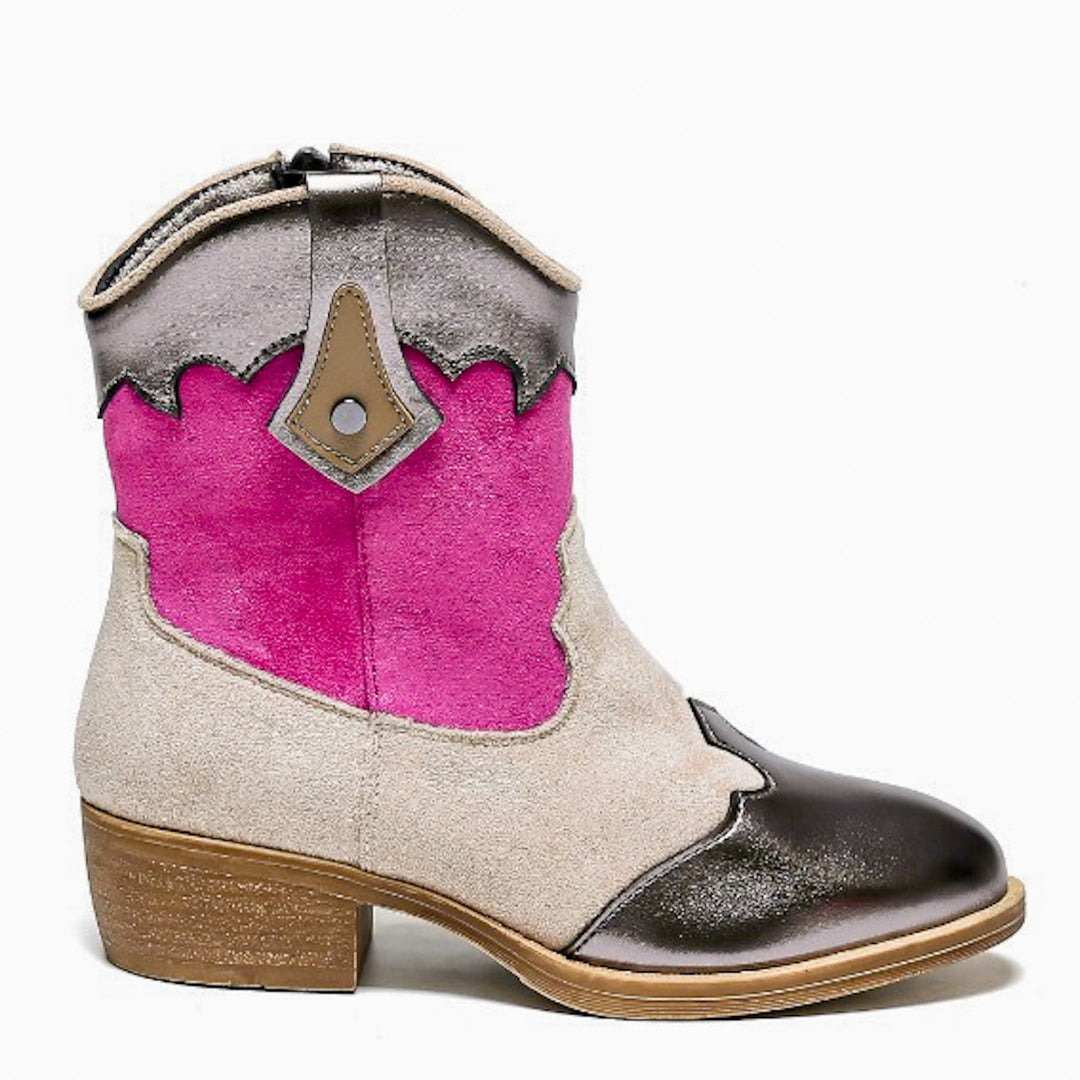 Smile Favorites Cowboy Stiefel Mädchen Beige Suedine Farbe Metallisch