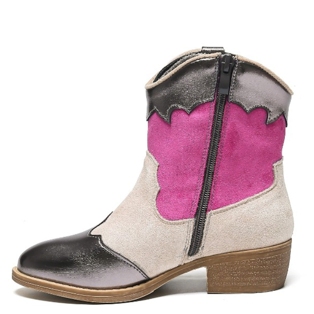 Smile Favorites Cowboy Stiefel Mädchen Beige Suedine Farbe Metallisch