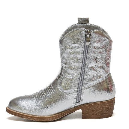 Smile Favorites Cowboystiefel Mädchen Silber Kurz