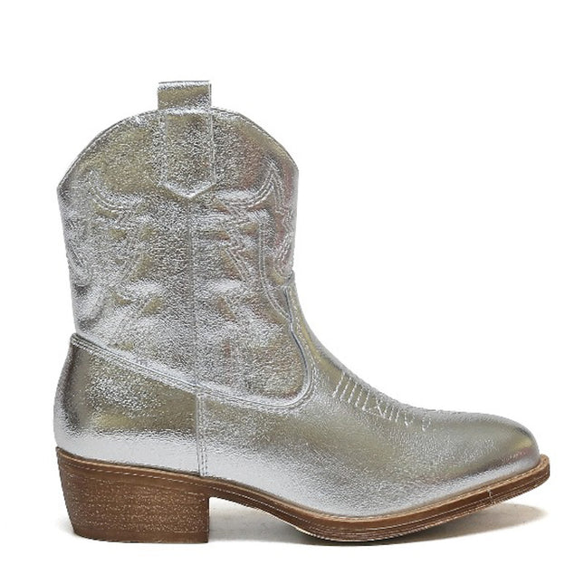 Smile Favorites Cowboystiefel Mädchen Silber Kurz