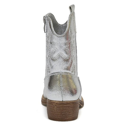 Smile Favorites Cowboystiefel Mädchen Silber Kurz