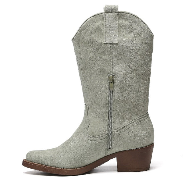 Smile Favorites Cowboystiefel Olive Wildleder