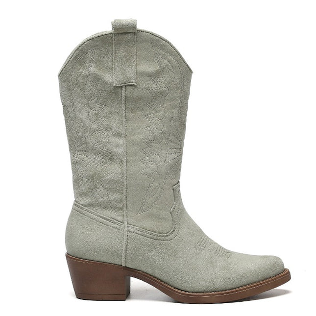 Smile Favorites Cowboystiefel Olive Wildleder