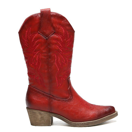 Smile Favorites Cowboystiefel Rote PU-Nähte