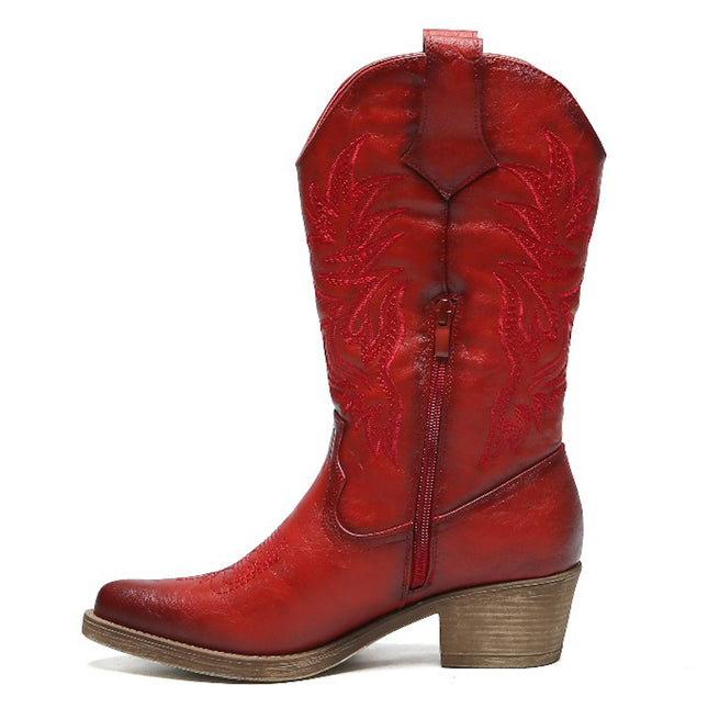 Smile Favorites Cowboystiefel Rote PU-Nähte