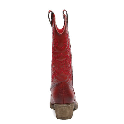 Smile Favorites Cowboystiefel Rote PU-Nähte