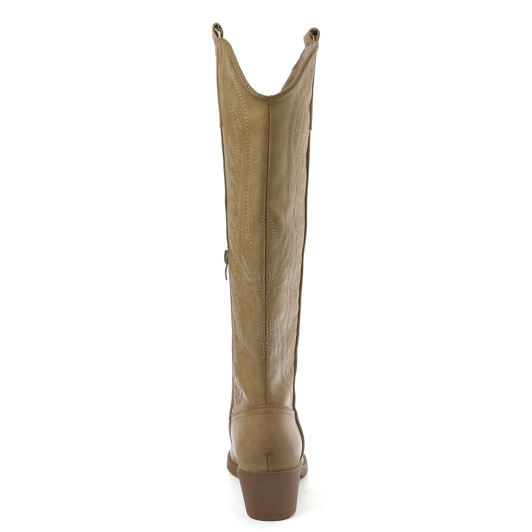 Smile Favorites Cowboystiefel Taupe Khaki hoch Kunstleder