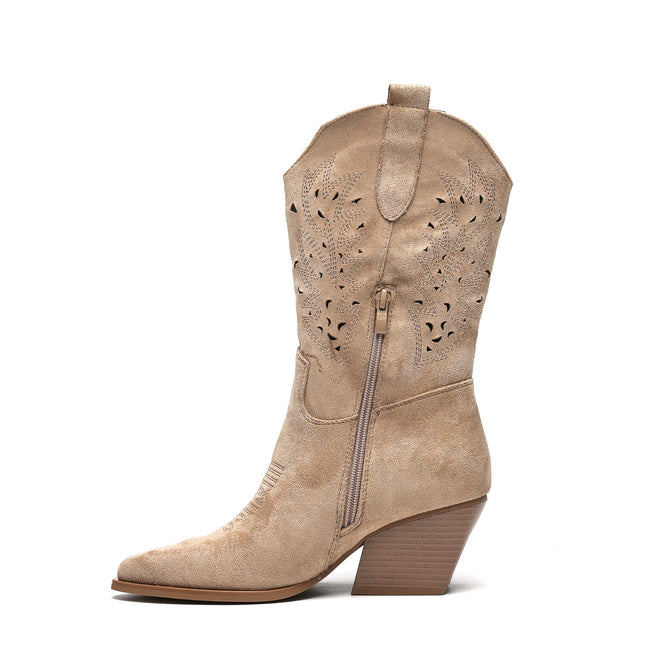 Smile Favorites Cowboystiefel Taupe Khaki Wildleder Western