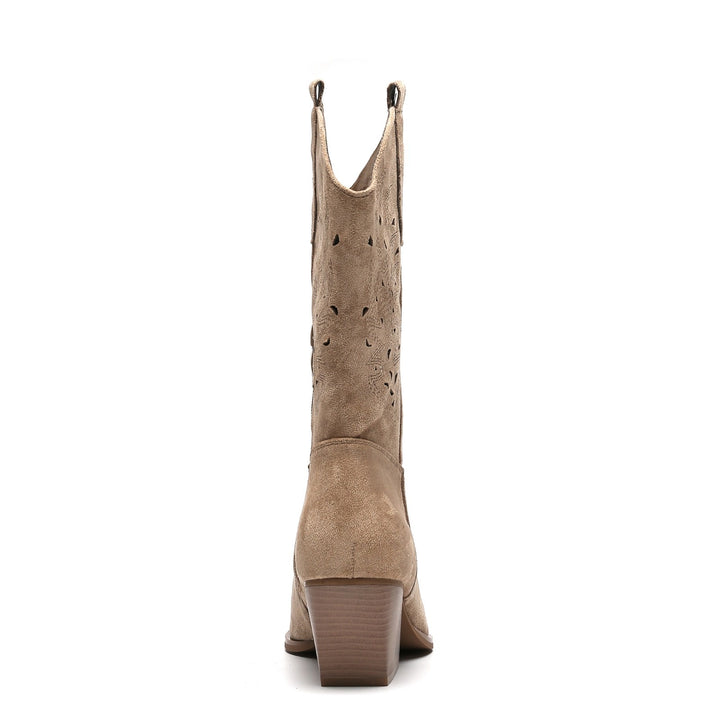 Smile Favorites Cowboystiefel Taupe Khaki Wildleder Western