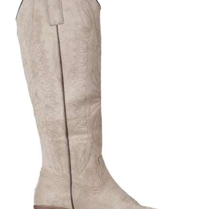 Smile Favorites Cowboystiefel Taupe Khaki Veloursleder hoch