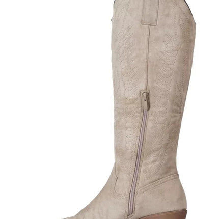 Smile Favorites Cowboystiefel Taupe Khaki Veloursleder hoch