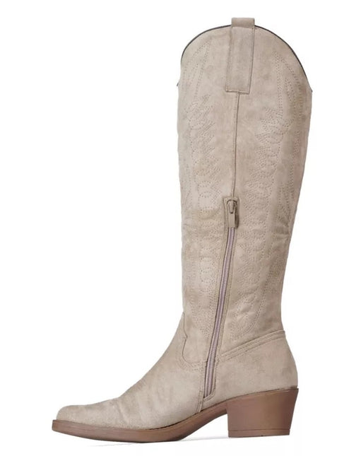 Smile Favorites Cowboystiefel Taupe Khaki Veloursleder hoch
