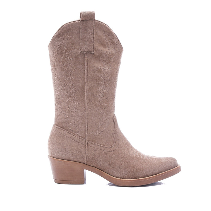 Smile Favorites Cowboystiefel Taupe Khaki Suedine