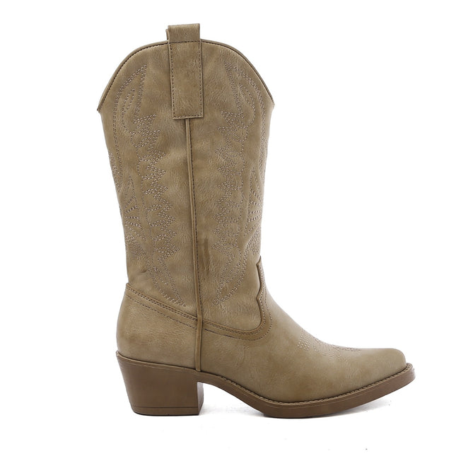 Smile Favorites Cowboystiefel Taupe Khaki
