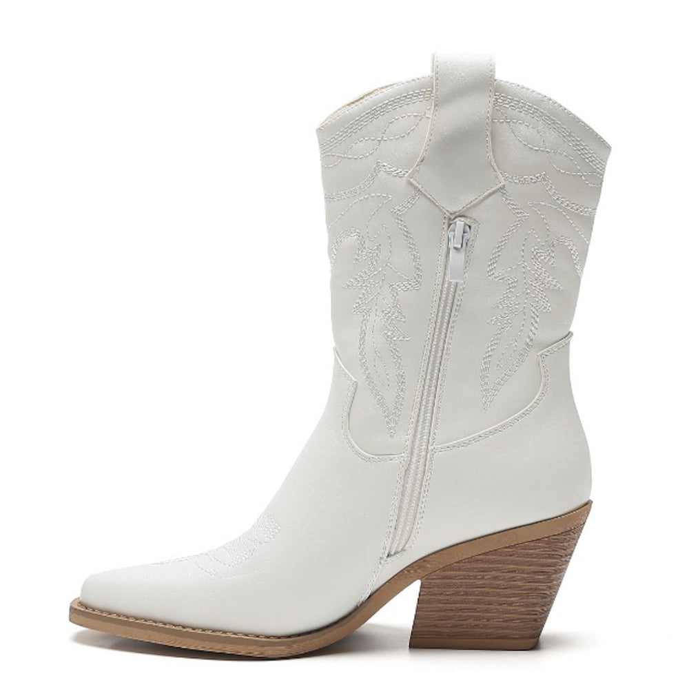 Smile Favorites Cowboystiefel Weißes Kalb genäht