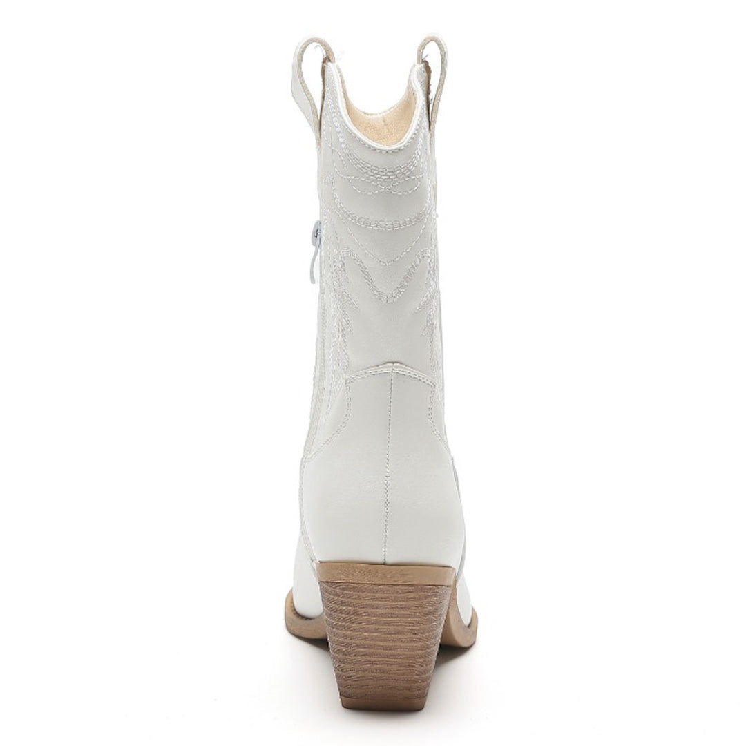 Smile Favorites Cowboystiefel Weißes Kalb genäht
