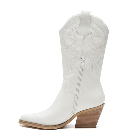 Smile Favorites Cowboy Stiefel Weiß Lederoptik Nähte