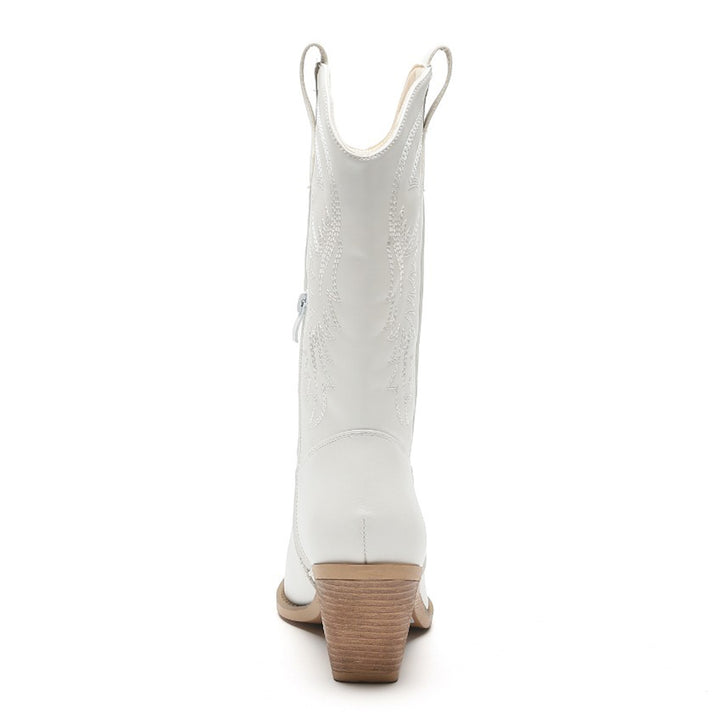 Smile Favorites Cowboy Stiefel Weiß Lederoptik Nähte