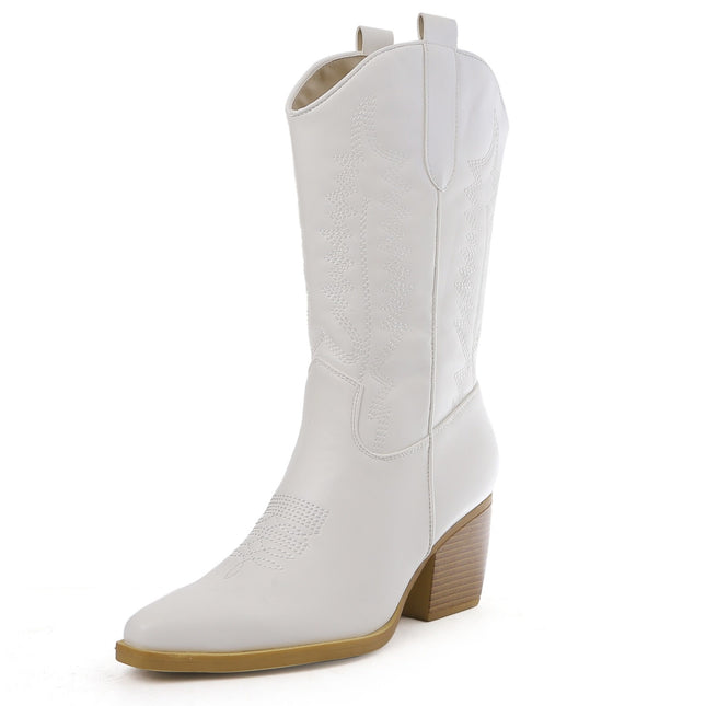 Smile Favorites Cowboystiefel Weißer Lederlook