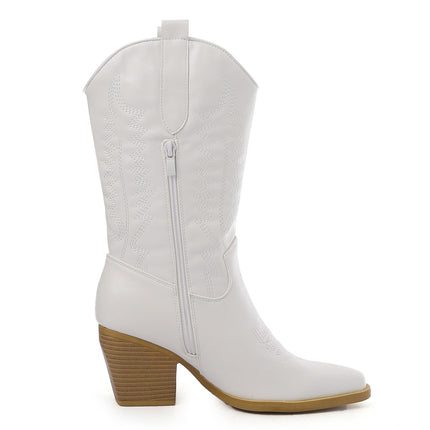 Smile Favorites Cowboystiefel Weißer Lederlook