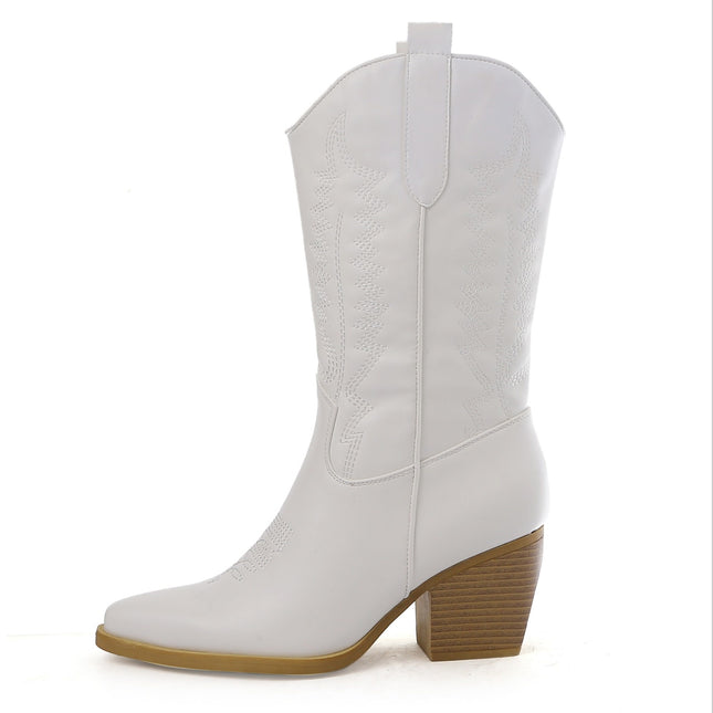 Smile Favorites Cowboystiefel Weißer Lederlook