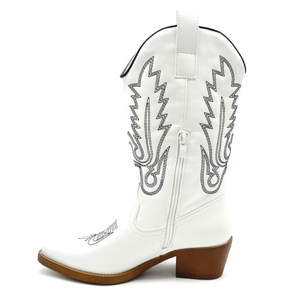 Smile Favorites Cowboystiefel Weiß mit schwarzen Nähten