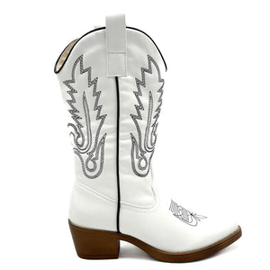 Smile Favorites Cowboystiefel Weiß mit schwarzen Nähten