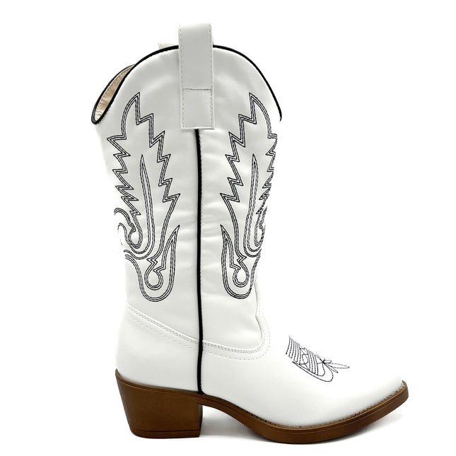 Smile Favorites Cowboystiefel Weiß mit schwarzen Nähten