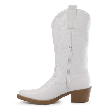 Smile Favorites Cowboystiefel Weiß PU-Nähte