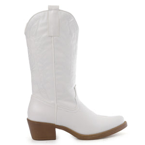 Smile Favorites Cowboystiefel Weiß PU-Nähte