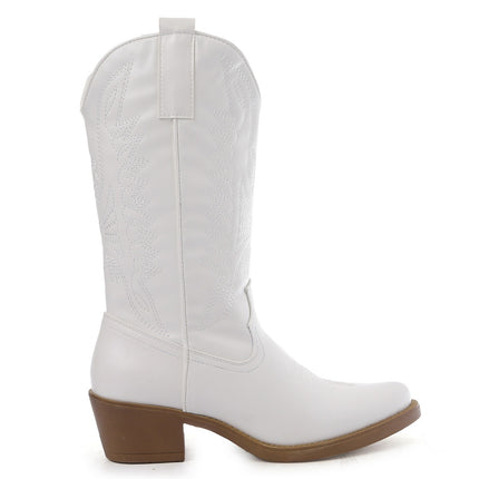 Smile Favorites Cowboystiefel Weiß PU-Nähte