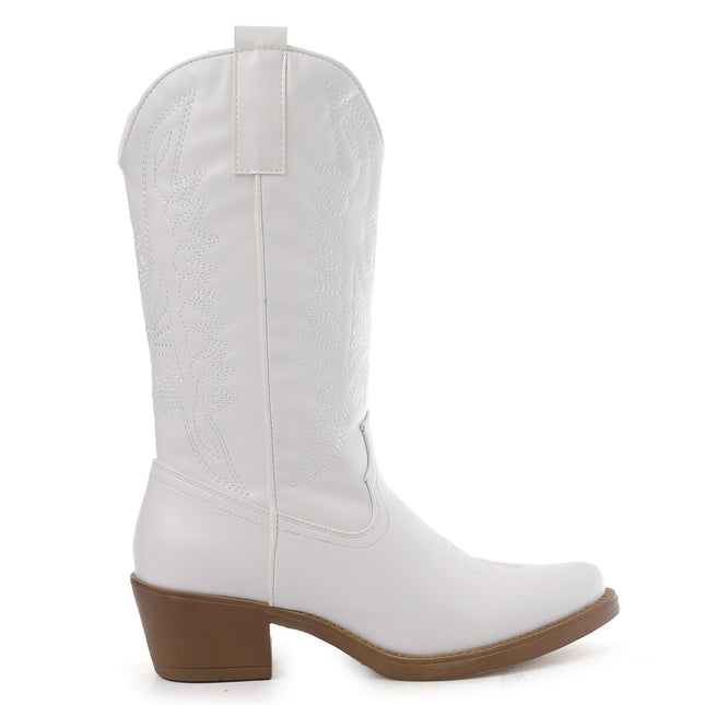 Smile Favorites Cowboystiefel Weiß PU-Nähte